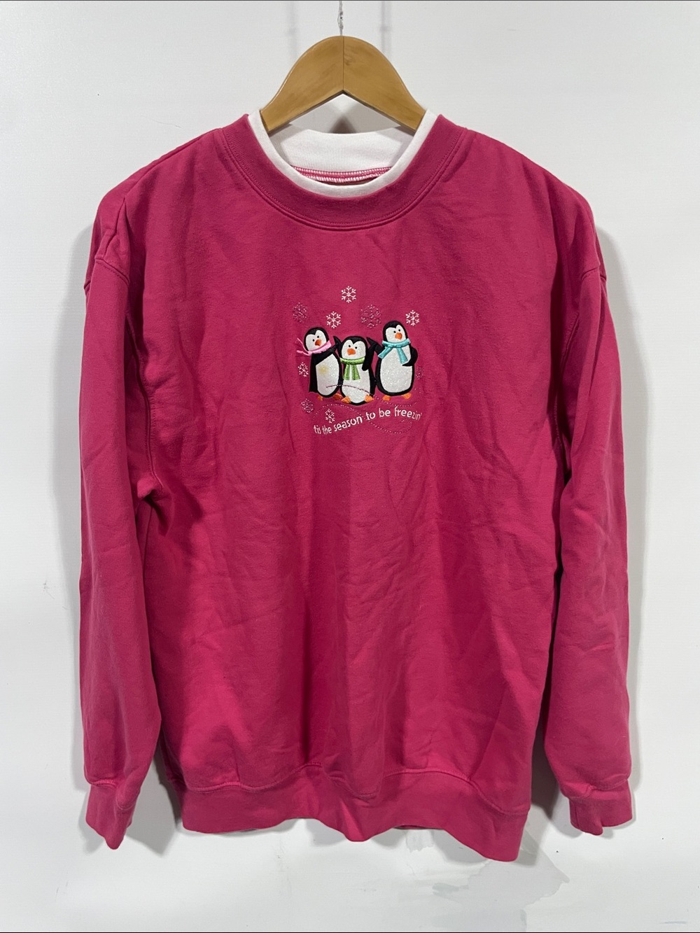 Vintage 90s Pink Penguin Graphic Crewneck Sweatshirt - Unbranded